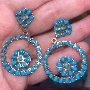 Vintage Turquoise Floral Drop Earrings